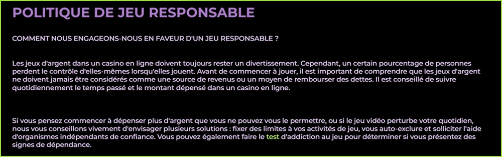 Page de jeu responsable NoodleSpin avec des conseils sur les limites, l'auto-exclusion et l'aide spécialisée